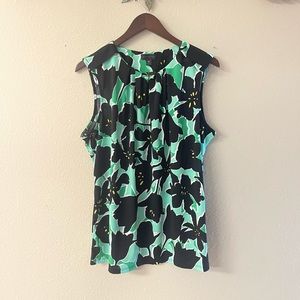 Worthington Green and Black Floral Blouse